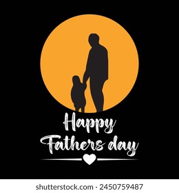 Happy Father's Day. Dad is like a big tree in the shade of which we are all free. My father is my hero. Dad and the kids are playing. Yellow background silhouette man. Vector Illustration art.
