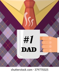 Happy father's day ,Dad number 1 (#1)  a coffee cup congratulation. Best dad postcard.