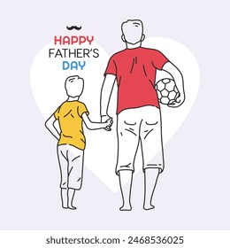 Happy Father's Day Dad and Son Playing Together 4 Vector Illustration