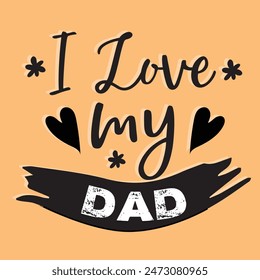 Happy Fathers day dad and son beautiful silhouette sunset scene poster design vector.