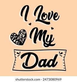 Happy Fathers day dad and son beautiful silhouette sunset scene poster design vector.