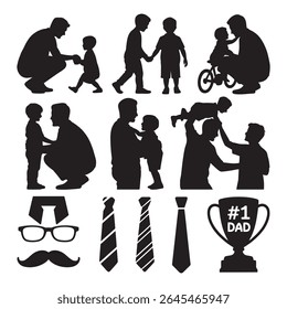 Happy Father's Day Dad and Son Loving Bond Silhouettes, Plus Essential Fatherhood Accessories