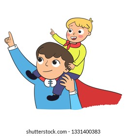 Happy Father's Day. Daddy and son. Vector  illustration 