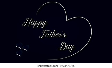 Happy Father's day. Dark navy blue color with love icon background.