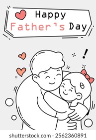 Happy Father's Day Daughter hugging Illustration