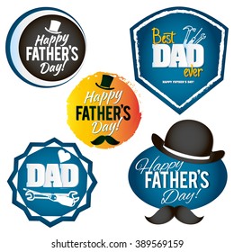 Happy Father's Day Design Collection. A set of  style Father's Day Designs on light background