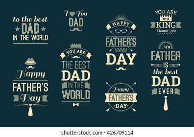 Happy Father's Day Design Collection In Retro Style. Vector set.