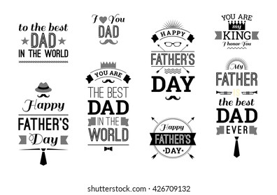 Happy Father's Day Design Collection In Retro Style. Vector set.