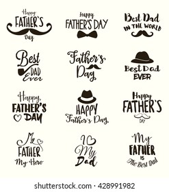 Happy Father's Day Design Collection - A set of twelve vintage style Father's Day Designs on light background