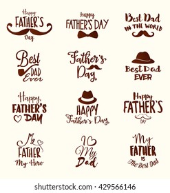 Happy Father's Day Design Collection - A set of twelve vintage style Father's Day Designs on light background