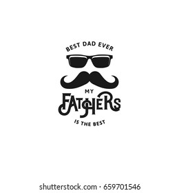 Happy Father's Day Design Collection. Set of black color vintage style Father logo on light grunge background. Vector illustration