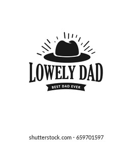 Happy Father's Day Design Collection. Set of black color vintage style Father logo on light grunge background. Vector illustration
