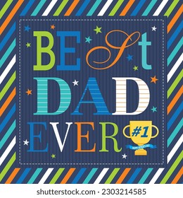 Happy Father's day design with colorful text and stripes