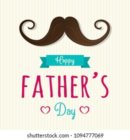 Happy Father's Day - design of cute background with mustache and greeting. Vector.