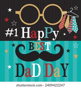 Happy father's day design with glasses, mustache and lettering