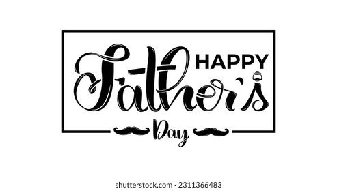 Happy Father's Day design illustration in black color.  Great for banners, posters, t-shirt printing, and flyer. Monochrome vector illustration.