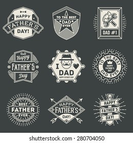 Happy Father`s Day design insignias logotypes set. Vector symbols elements. 