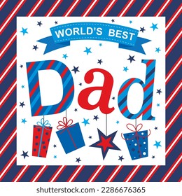 Happy father's day design with lettering, presents and stars