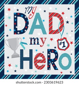 Happy father's day design with lettering and trophy