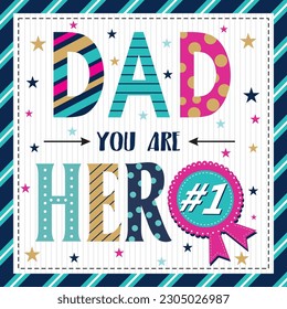 Happy father's day design with lettering and decorations
