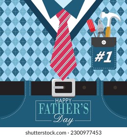 Happy father's day design with neck tie and skirt