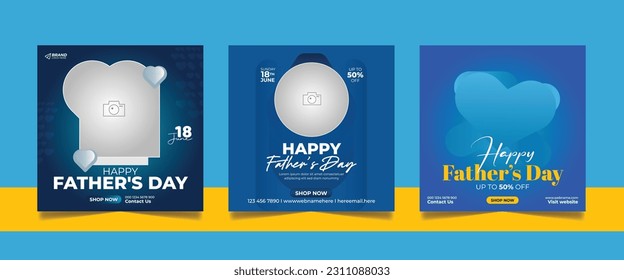 Happy father's day design offer social media post banner square flyer template