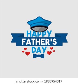 happy father's day design with police officer hat and tie