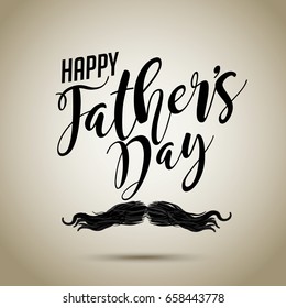 Happy Fathers Day design with realistic hipster mustache. EPS 10 vector.