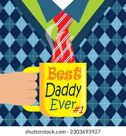 Happy father's day design with suit and a cup