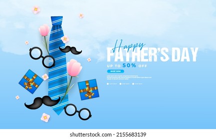 Happy father's day design, suitable for banners, promotions, posters, vouchers, give away and others