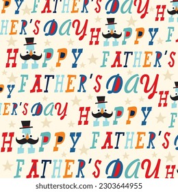 Happy father's day design with text, mustache, hat pattern