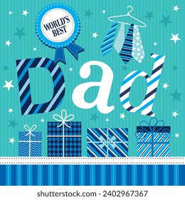 Happy father's day design with text, gifts and tie