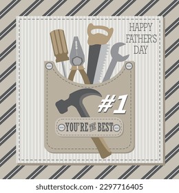 Happy father's day design with tools in the pocket