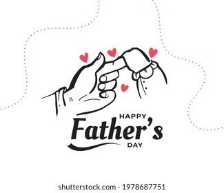 happy fathers day doodle with child holding dad finger