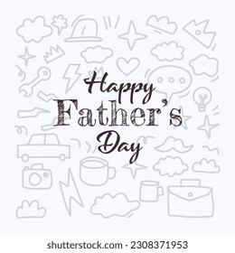 happy father's day doodle hand drawn
