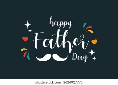 Happy Father's Day doodle mustache typography banner. Concept for Father's Day with elegant handwritten lettering and moustache. Vector illustration