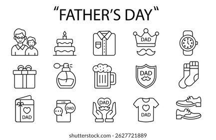 Happy Father's day doodle set.vector illustration isolated on white background.Vector illustration set for Father's Day. for banners and posters.