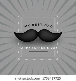happy fathers day elegant card design with 3d mustache