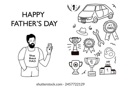 happy fathers day elements doodle design, celebration accessories message decoration party for greeting card, banner, poster
