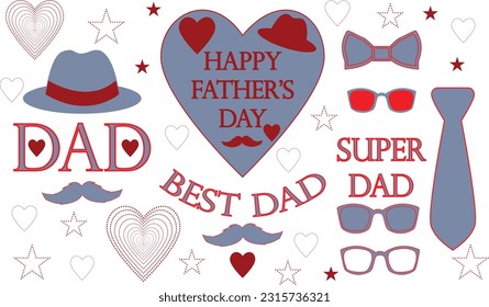 Happy father's day elements vector