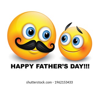 Happy Father's Day emoji - cute father and son emoticons - vector illustration