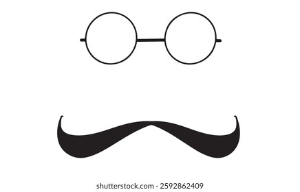 Happy father's day eyeglasses mustache black color object design icon decoration ornament happy father day june month 2025 year man male gentleman boy father day love papa parent family father event