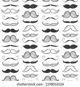 Happy Father's Day fashion seamless pattern. Vector mustache background.
