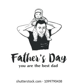 Happy Father's Day. Father with baby vector illustration