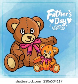 happy father's day, father bear and cub