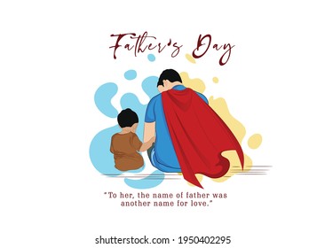 Happy Father's Day with father and children lovely family concept text on decorative background.