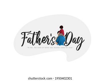 Happy Father's Day with father and children lovely family concept text on decorative background.