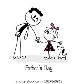 Happy Fathers Day. Father and daughter.  Vector illustration.