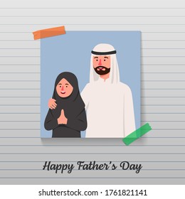 Happy Father's Day, Father and Daughter Photos in Paper Illustration