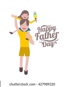 Happy father's day. Father and daughter. flat character design and elements. vector illustration